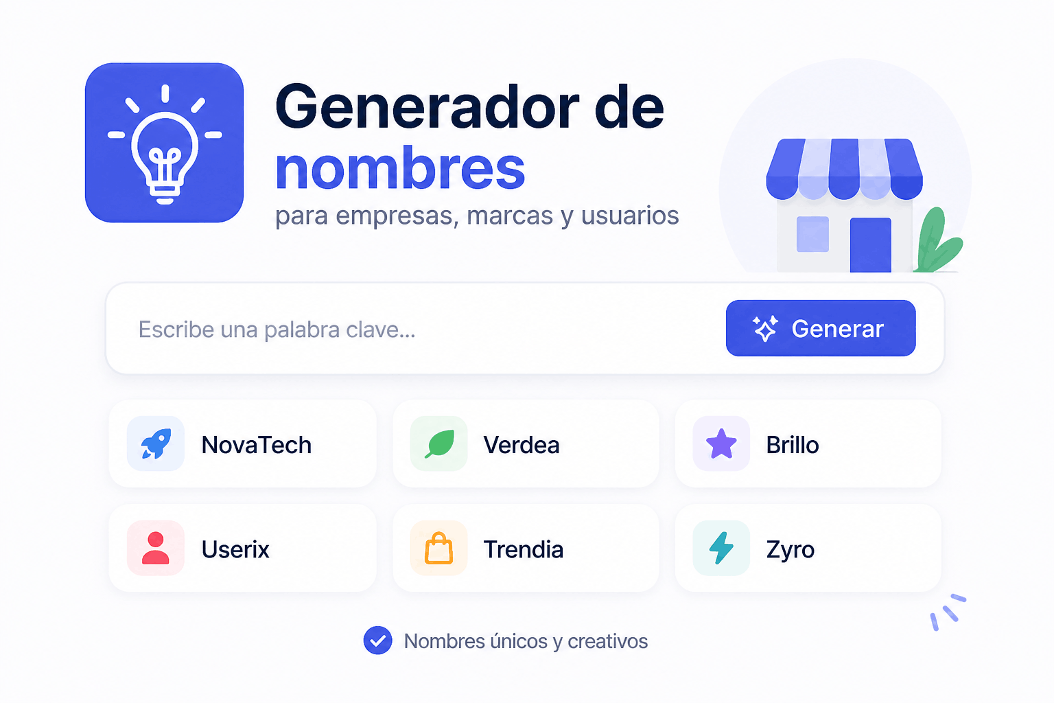 Generador de nombres para empresas, marcas y usuarios