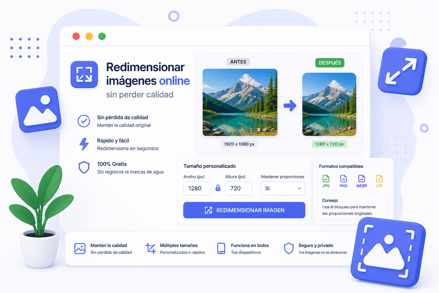 Redimensionar imágenes online sin perder calidad
